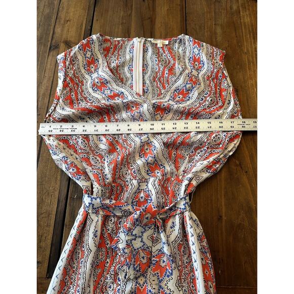 Shoshanna Anthropologie Midi Dress 100% Silk Size 8 Belted Asymmetrical Hem - Picture 10 of 12